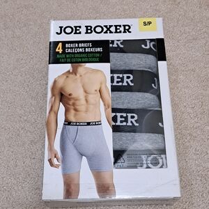 Joe Boxer 4 Pack Organic Cotton Boxer Briefs Men's Size Small Grey NEW